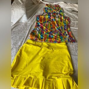 Tzu Tzu Colorful Abstract Tank Top and skort set